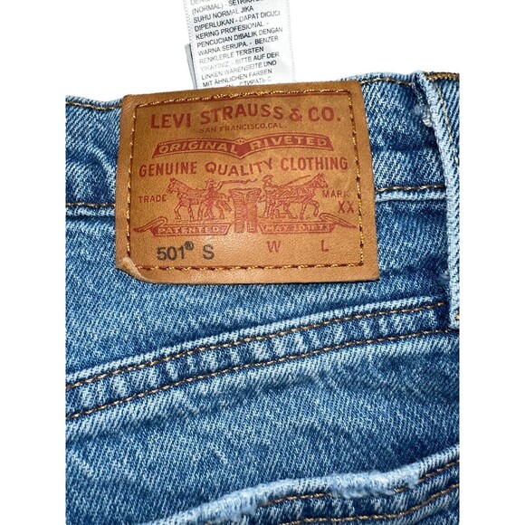 Levi’s 501 Skinny Jeans W28 L26 Button Fly Distressed Knee Vintage Blue Denim - Picture 12 of 16